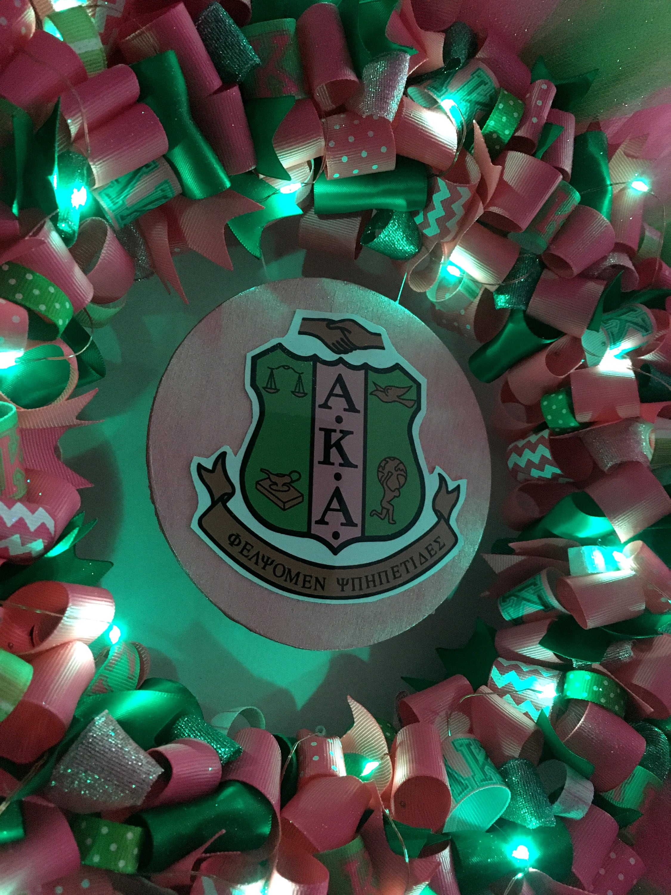 Handmade LED Pink and Green Sorority Inspired Ribbon Wreath Etsy