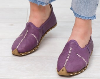 Handgefertigte Barfußschuhe aus Leder für Frauen - Erdung, Komfortable Flache Erde Loafers, Einzigartiges Handgemachtes Geschenk für Sie