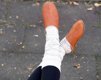 Zapatos yemeníes de cuero turco hechos a mano, sin cordones, de color canela orgánico