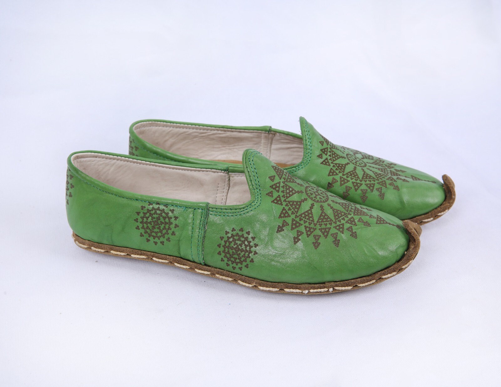 GREEN LOAFER SHOES Green Pattern Loafer Leather Slip Ons Etsy