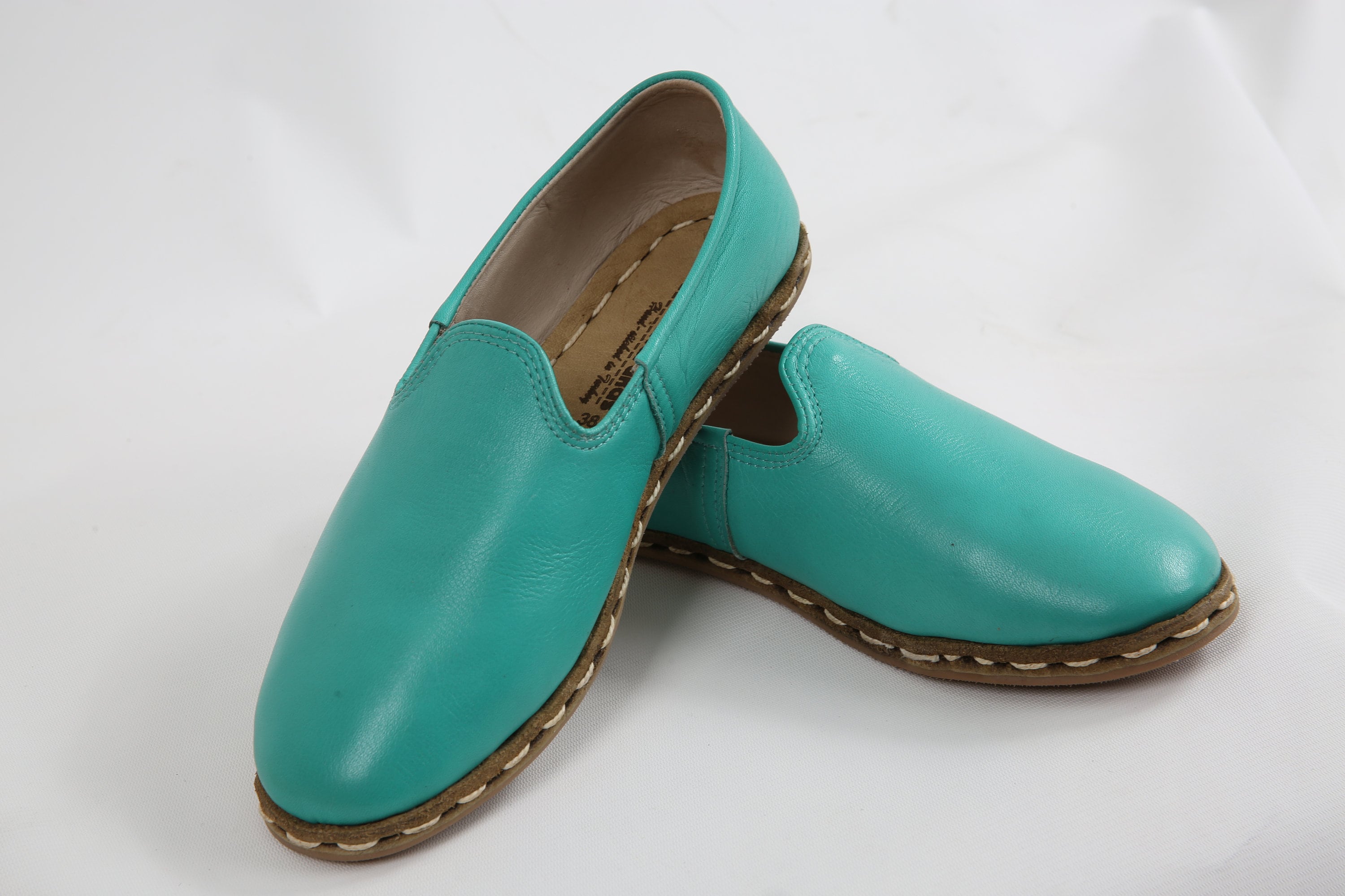 TURQUOISE BLUE SHOES Turquoise Flat Shoes Unisex Leather | Etsy