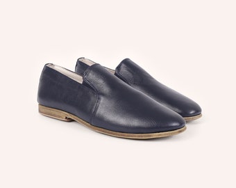 Handgefertigte Navy Leder Oxford Schuhe | Herren Hochzeitsschuhe