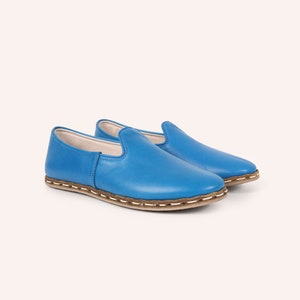 Handmade Women Shoes | Mother Day Gift | Barefoot Shoes | Blue Color | Earth Shoes | Leather Shoes Women | Gifts for Her | Grounding shoes
