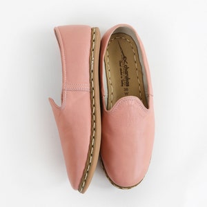 PINK LEATHER SHOES - Women Yemeni Shoes - Pink Yemeni Loafers - Slip Ons For Women - Women Turkish Shoes - Summer Turkish Shoes