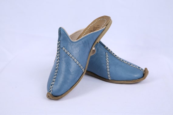 BLUE Traditional Yemeni Slippersmen's Leather | Etsy