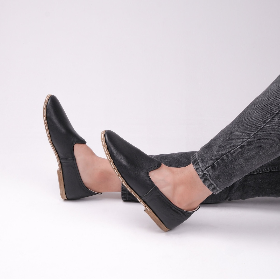 MENS BLACK TURKISH Leather Shoes turkish Barefoot Shoes Etsy