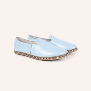 Handmade Women Shoes | Mother Day Gift | Barefoot Shoes | Ice Blue | Earth Shoes | Leather Shoes Women | Gifts for Her | Grounding shoes