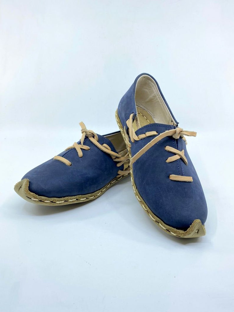 NAVY BLUE YEMENI SH0ES - Thong Yemeni Loafers - Lace outlets Up Sandals - Turkish Yemen Shoes - Women Vintage Shoes - Organic Dye Loafers