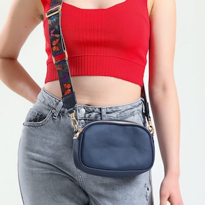 Vegan Leather Blue Cactus Crossbody Bag, Sustainable Cruelty Free Handbag, Eco Friendly Stylish Woman Purse