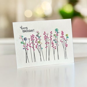 Carte d'anniversaire en résine avec strass et motif floral • Carte d'anniversaire 3D rose bleu-vert nacrée faite main • Carte de joyeux anniversaire unique avec inscriptions à la main • A2