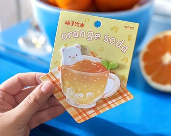 Sweet Critters Sticky Notes • Kawaii Notepad • Orange Soda • Matcha Pudding • 30 Sheets • 13x11.5cm • Mini Cute Desserts & Lovable Animals