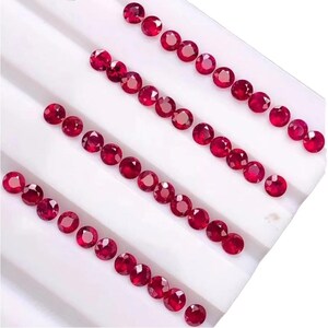 Heated Red Ruby 5mm Round Gemstones, Faceted Cut Loose Stones (50 Pieces Lot )
