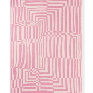 Pure Wool Blanket XL 130x200 cm Obscure Chess Pink. 100% Natural Wool. Warm Luxury Bedspread, Throw Blanket, Bedding, Poncho. Woven in EU image 7