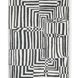 Pure Wool Blanket XL 130x200 cm Obscure Chess Black White Natural Wool. Luxury Bedspread, Throw Blanket, Bedding, Poncho. Woven in EU image 7