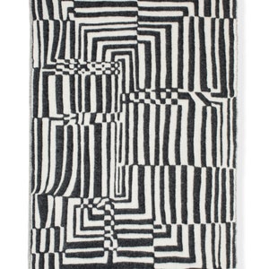 Pure Wool Blanket XL 130x200 cm Obscure Chess Black White Natural Wool. Luxury Bedspread, Throw Blanket, Bedding, Poncho. Woven in EU image 6