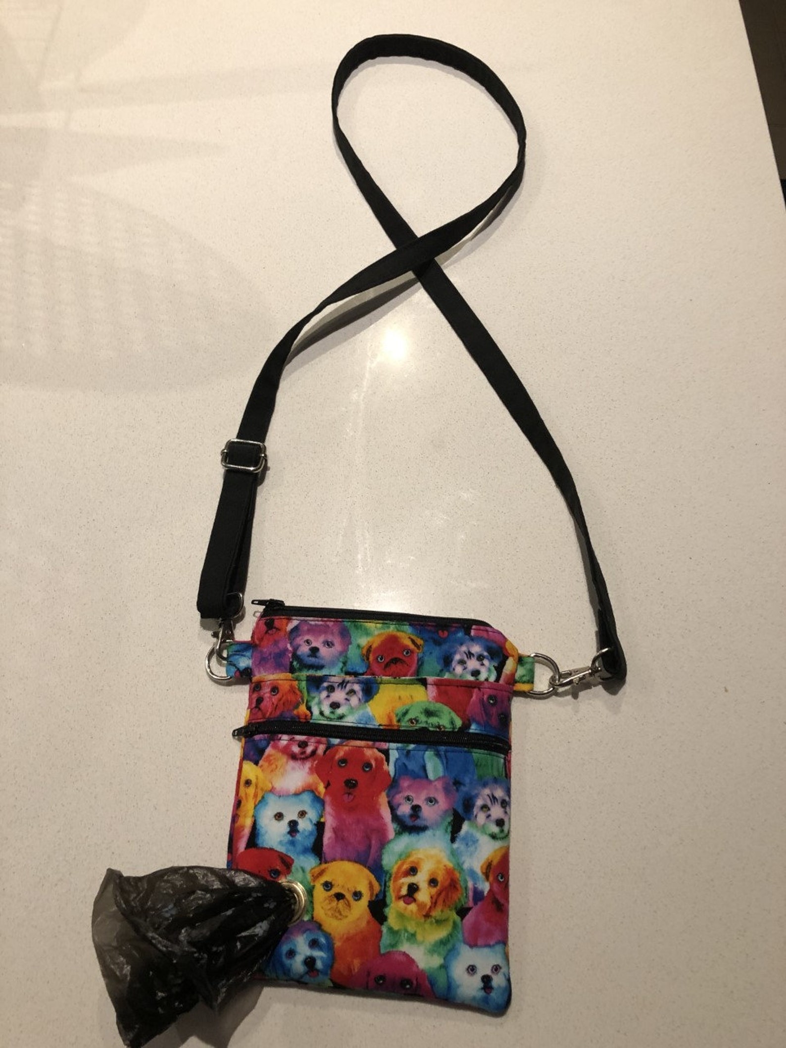 Crossbody Dog Walking Bag Rainbow dog print Etsy