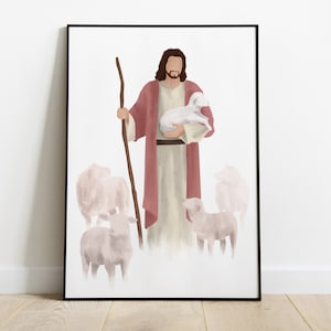 Jesus The Good Shepherd - Watercolor Christ Wall Decor - Religious Art - Christian Gift & LDS Home Decor - Printable Picture of Christ