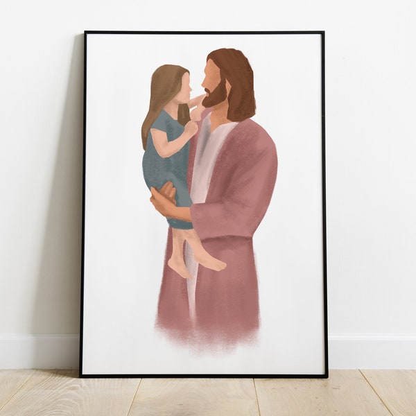 Jesus Christ Holding a Child - Watercolor Christ Wall Decor - Religious Art - Christian Gift & LDS Home Decor - Printable Picture of Christ