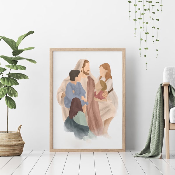 Jezus Portret Art Print - Aquarel Christus Muur Decor - Religieuze Kunst - Christelijk Geschenk &LDS Home Decor - Afdrukbare Foto van Christus