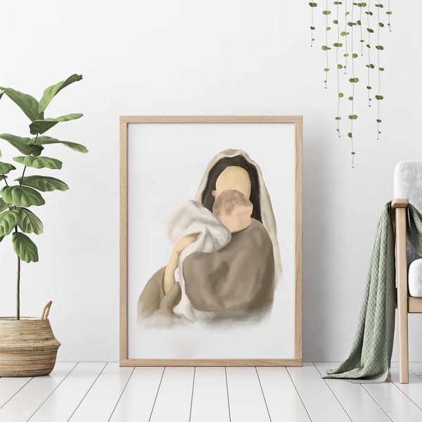 Mother Mary Art Print - Watercolor Christ Wall Decor - Religious Art - Christian Gift & LDS Home Decor - Printable Picture of Christ