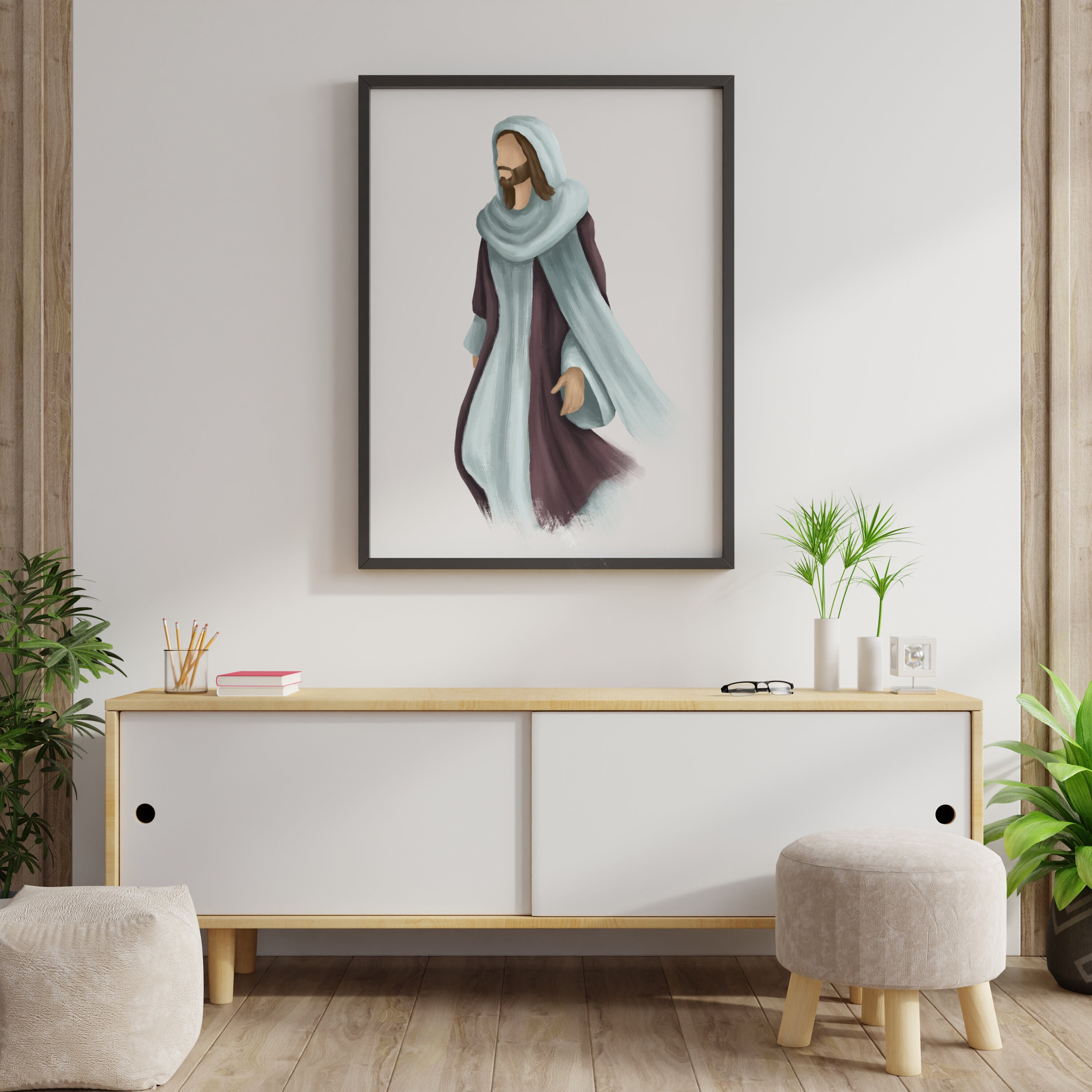 Jesus Portrait Art Print - Watercolor Christ Wall Decor - Religious Art ...