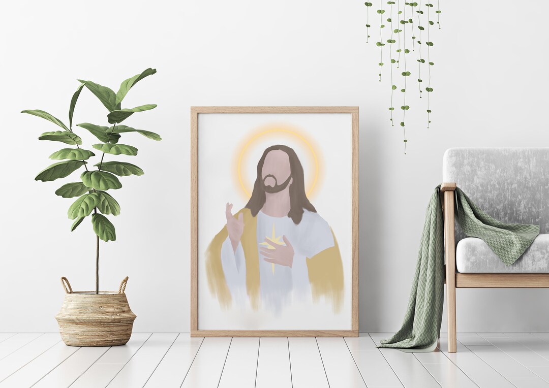 Jesus Portrait Art Print Watercolor Christ Wall Decor Religious Art ...