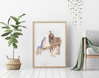 Jesus Portrait Art Print - Watercolor Christ Wall Decor - Religious Art - Christian Gift & LDS Home Decor - Printable Picture of Christ