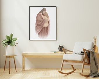 Jesus Protects| Jesus Christ Portrait, Jesus Watercolor Print, Christ Print, Jesus Wall Art, Printable Wall Decor, Digital Download