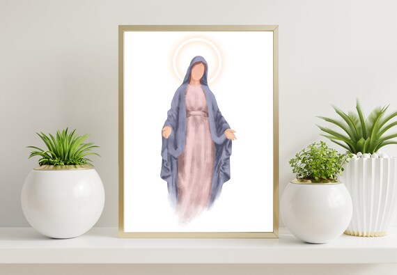 Mother Mary Art Print Watercolor Christ Wall Decor - Etsy