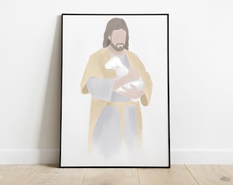 Jesus Portrait Art Print - Watercolor Christ Wall Decor - Religious Art - Christian Gift & LDS Home Decor - Printable Picture of Christ