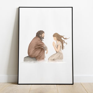 Jesus Listening | Jesus Christ Portrait, Jesus Watercolor Print, Christ Print, Jesus Wall Art, Printable Wall Decor, Digital Download