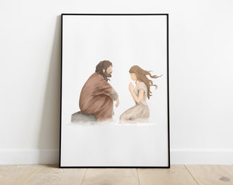 Jesus Listening | Jesus Christ Portrait, Jesus Watercolor Print, Christ Print, Jesus Wall Art, Printable Wall Decor, Digital Download