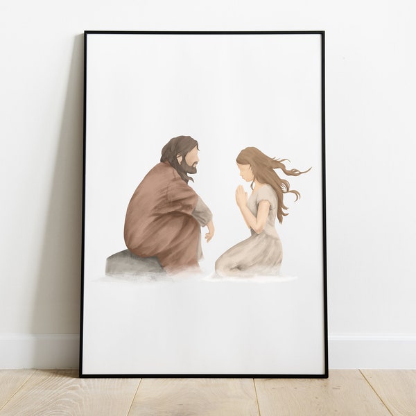 Jezus luistert | Jezus Christus Portret, Jezus Aquarel Print, Christus Print, Jesus Wall Art, Printable Wall Decor, Digitale Download