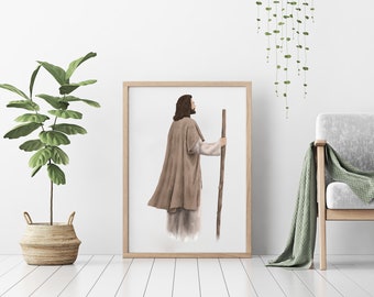 Jesus Portrait Art Print - Watercolor Christ Wall Decor - Religious Art - Christian Gift & LDS Home Decor - Printable Picture of Christ