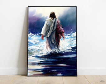 Jesus Walking on Water | Jesus Print, Jesus Painting, Wall Art, Picture of Jesus, Printable Jesus Wall Decor, LDS Art, Digital Download