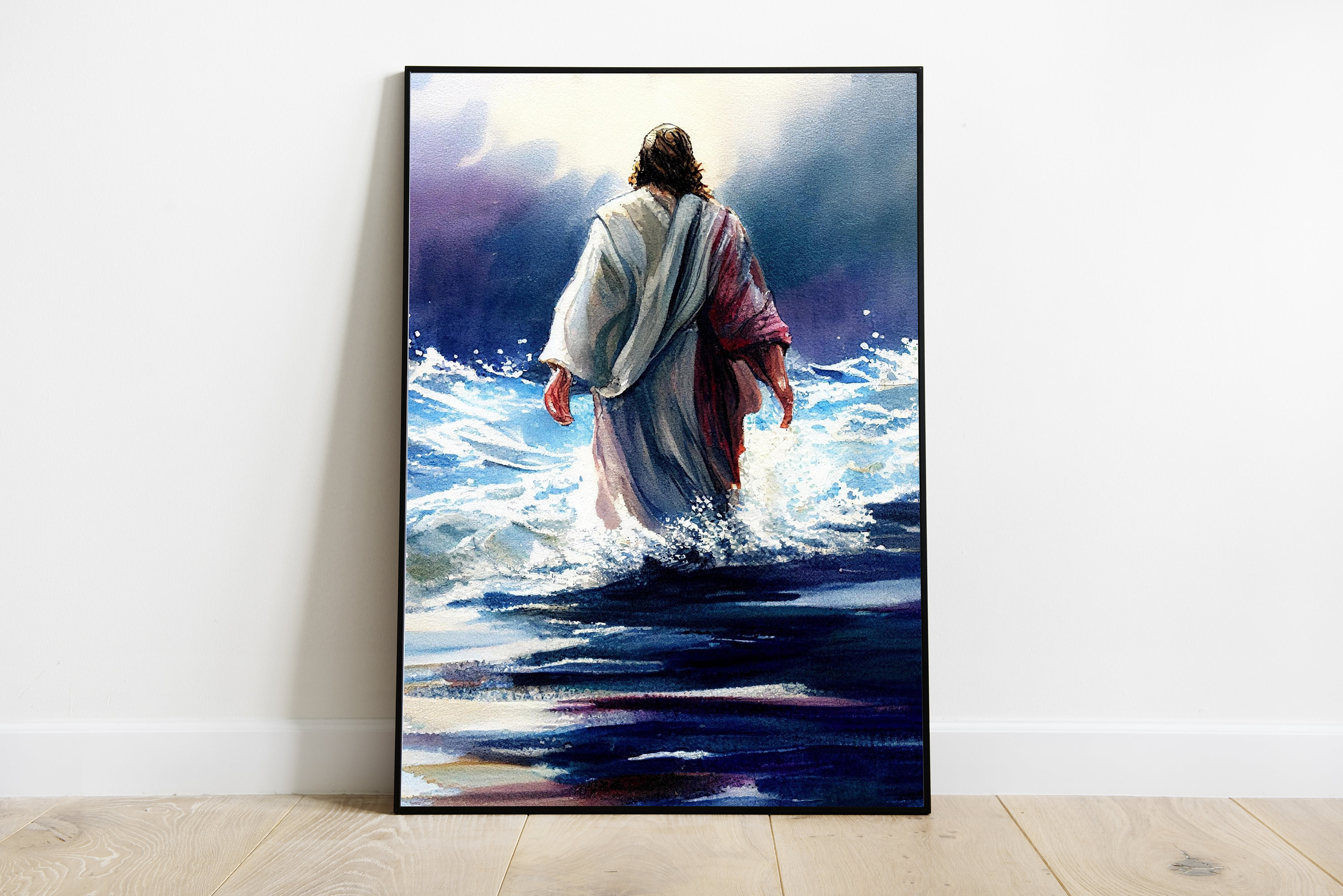 Jesus Walking on Water Jesus Print, Jesus Painting, Wall Art, Picture