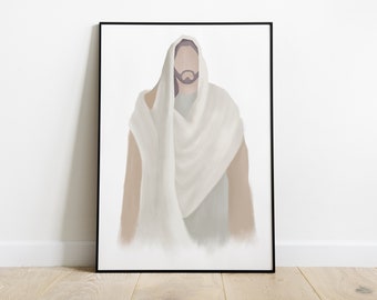 Jesus Christ Portrait, Jesus Watercolor Print, Christ Print, Jesus Wall Art, Jesus Christ Gift, Printable Jesus Wall Decor, Digital Download
