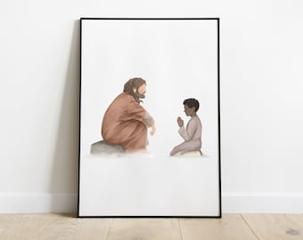 Jesus Christ Listening - Watercolor Christ Wall Decor - Religious Art - Christian Gift & LDS Home Decor - Printable Picture of Christ