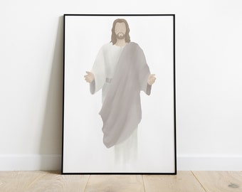 Come Unto Him | Jesus Christ Portrait, Jesus Watercolor Print, Christ Print, Jesus Wall Art, Printable Jesus Wall Decor, Digital Download