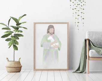 Jesus Portrait Art Print - Watercolor Christ Wall Decor - Religious Art - Christian Gift & LDS Home Decor - Printable Picture of Christ