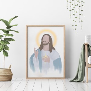 Jesus Christ Portrait, Jesus Watercolor Print, LDS Baptism, Jesus Wall Art, Jesus Christ Gift, Printable Jesus Wall Decor, Digital Download