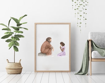 Jesus Portrait Art Print - Watercolor Christ Wall Decor - Religious Art - Christian Gift & LDS Home Decor - Printable Picture of Christ