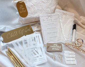 Kit de estudio bíblico, diario cristiano, regalo de fe, paquete de estudio de las Escrituras, regalo cristiano religioso para mujeres, kit devocional de diario de oración