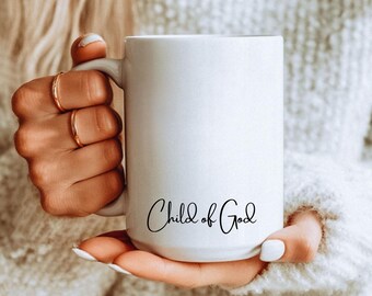 Taza "Hijo de Dios" para hermanas en Cristo, regalo cristiano, taza con versículo bíblico, regalos cristianos, taza religiosa, taza de café con las Escrituras para nuevos miembros.