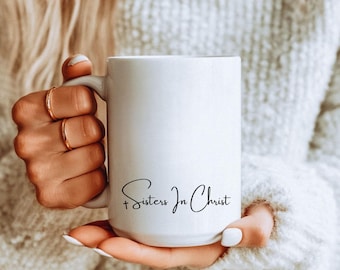 Taza personalizada "Hermanas en Cristo", regalo cristiano para mujeres, taza con versículo bíblico, regalo de amistad para amigas cristianas, tazas personalizadas a juego.