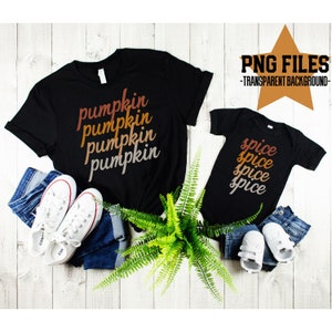Pompoen en Spice PNG, Fall Mama Mini Pumpkin Spice png, Bijpassende moeder en baby, Fall Sublimation Design, Mama en ik Digitale Download