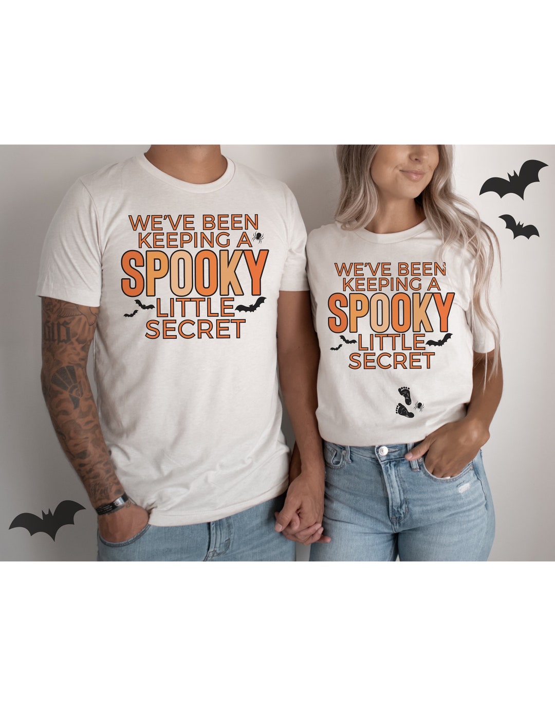 Halloween Pregnancy Announcement Shirts for Couple, Baby Announcement