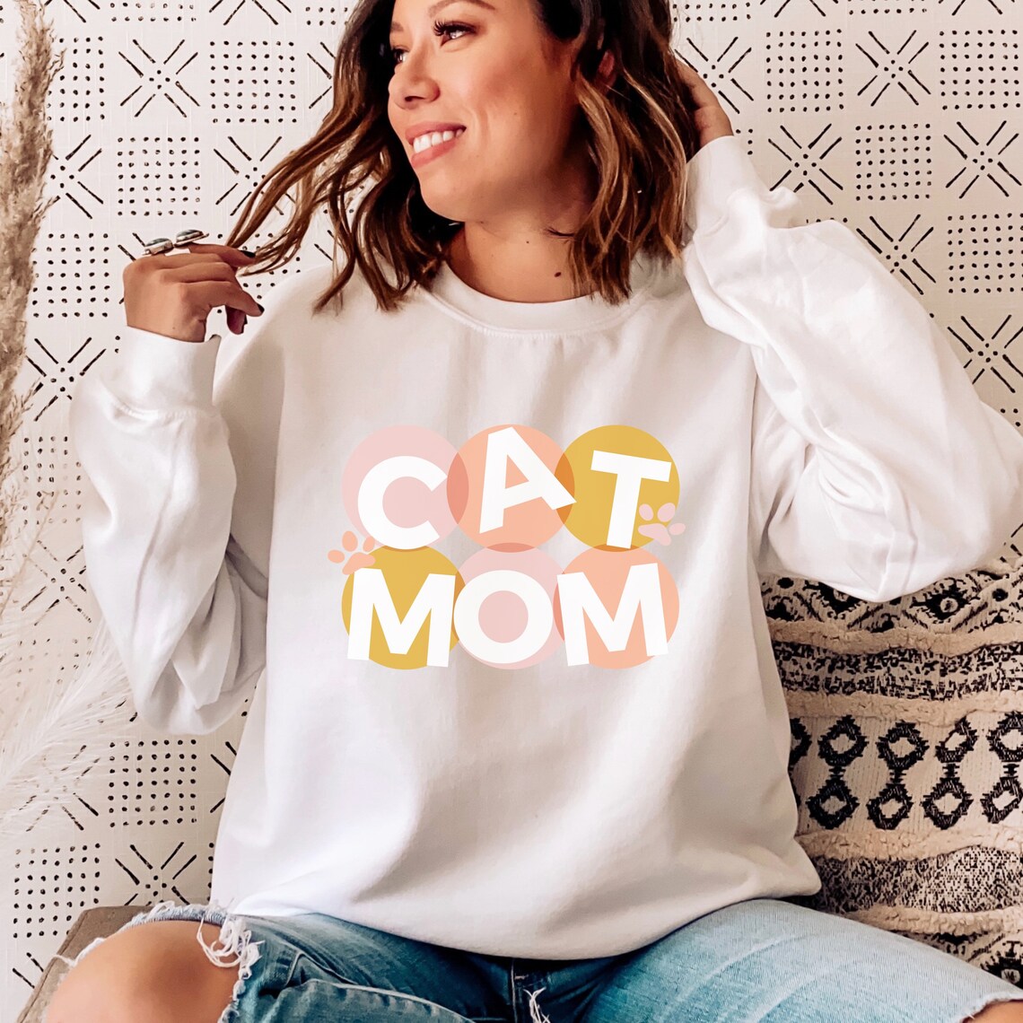 Cat Mama Sweatshirt Cat Mom Sweater Cat Lover Crewneck Etsy