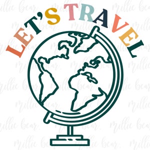 Viaggiamo PNG/Citazione di viaggio PNG/File PNG del globo mondiale/Clip art/Stampabile/Download istantaneo, aereo Png, amo viaggiare, globo png