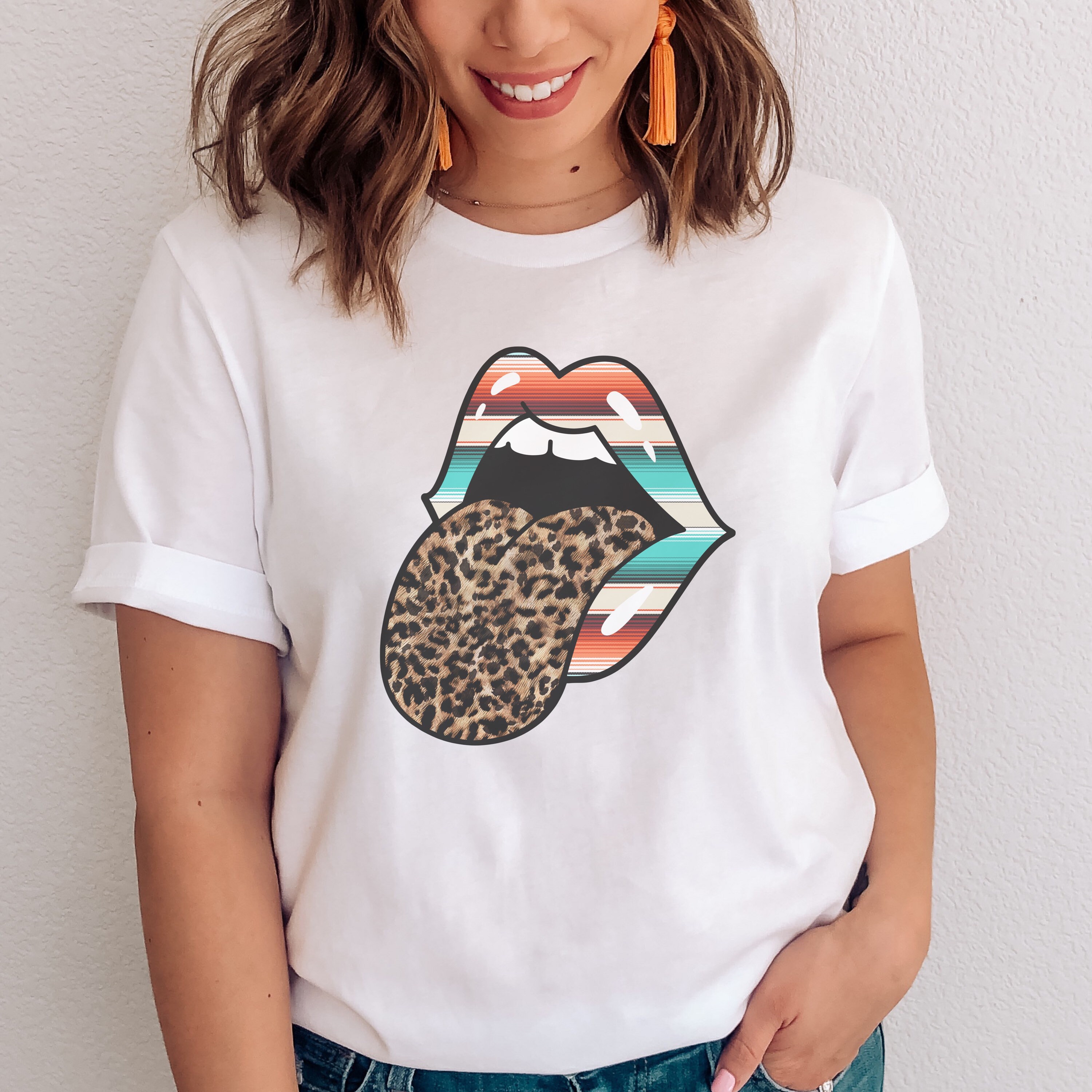 rolling stone t shirt with leopard tongue